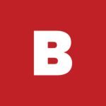 White capital letter B on a red background