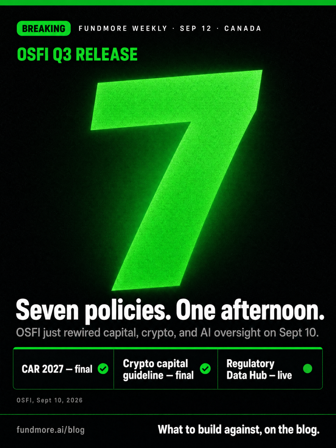 OSFI Quarterly Release Stacks Capital, Crypto and AI Rules