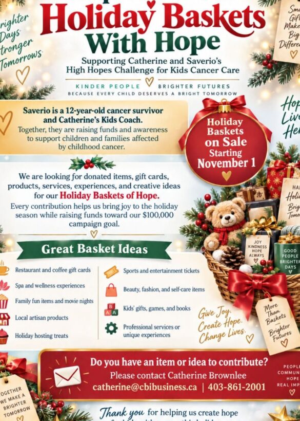 Holiday Baskets with Hope flyer supporting Kids Cancer Care